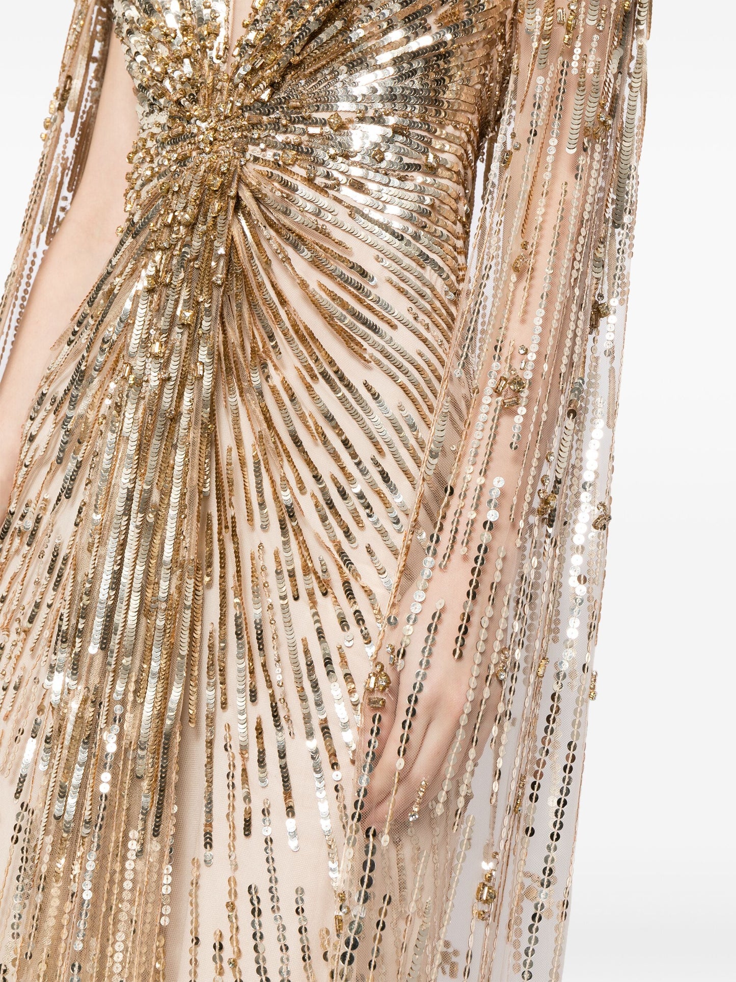 Jenny Packham Gold Rush Sequined Cape Gown | iBrandZone