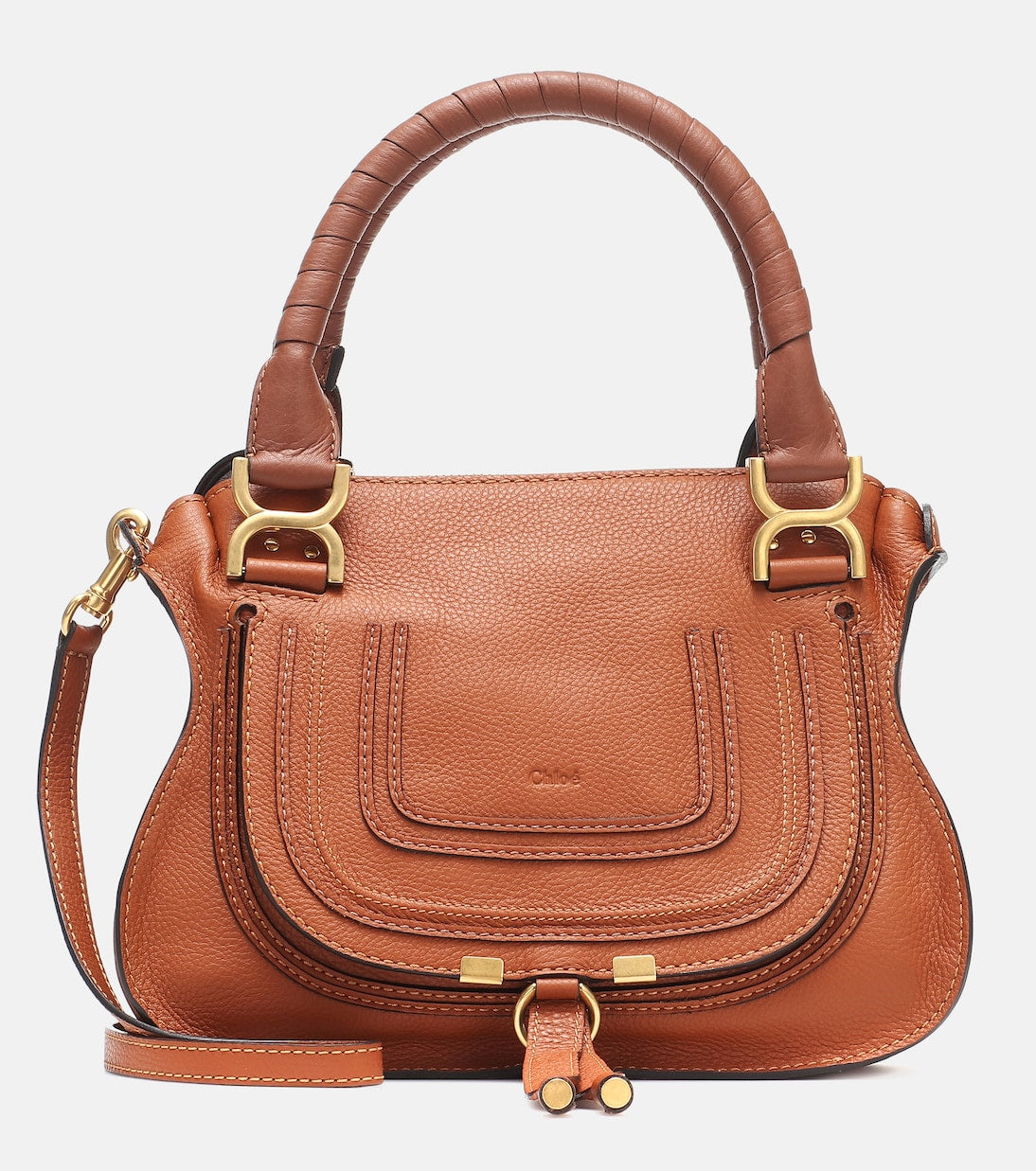 Marcie Small leather tote in brown - Chloe | iBrandZone