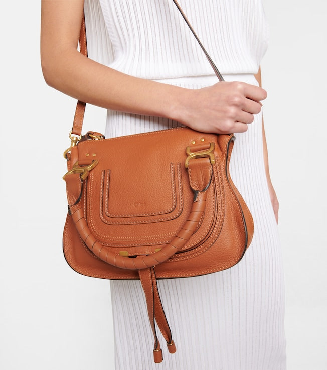 Marcie Small leather tote in brown - Chloe | iBrandZone