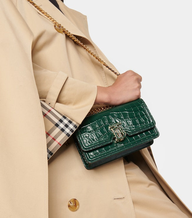 TB Small croc-effect shoulder bag in green - Burberry | iBrandZone