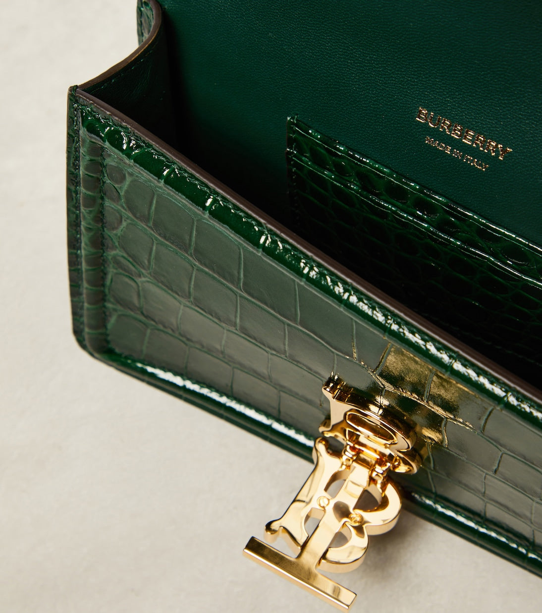 TB Small croc-effect shoulder bag in green - Burberry | iBrandZone