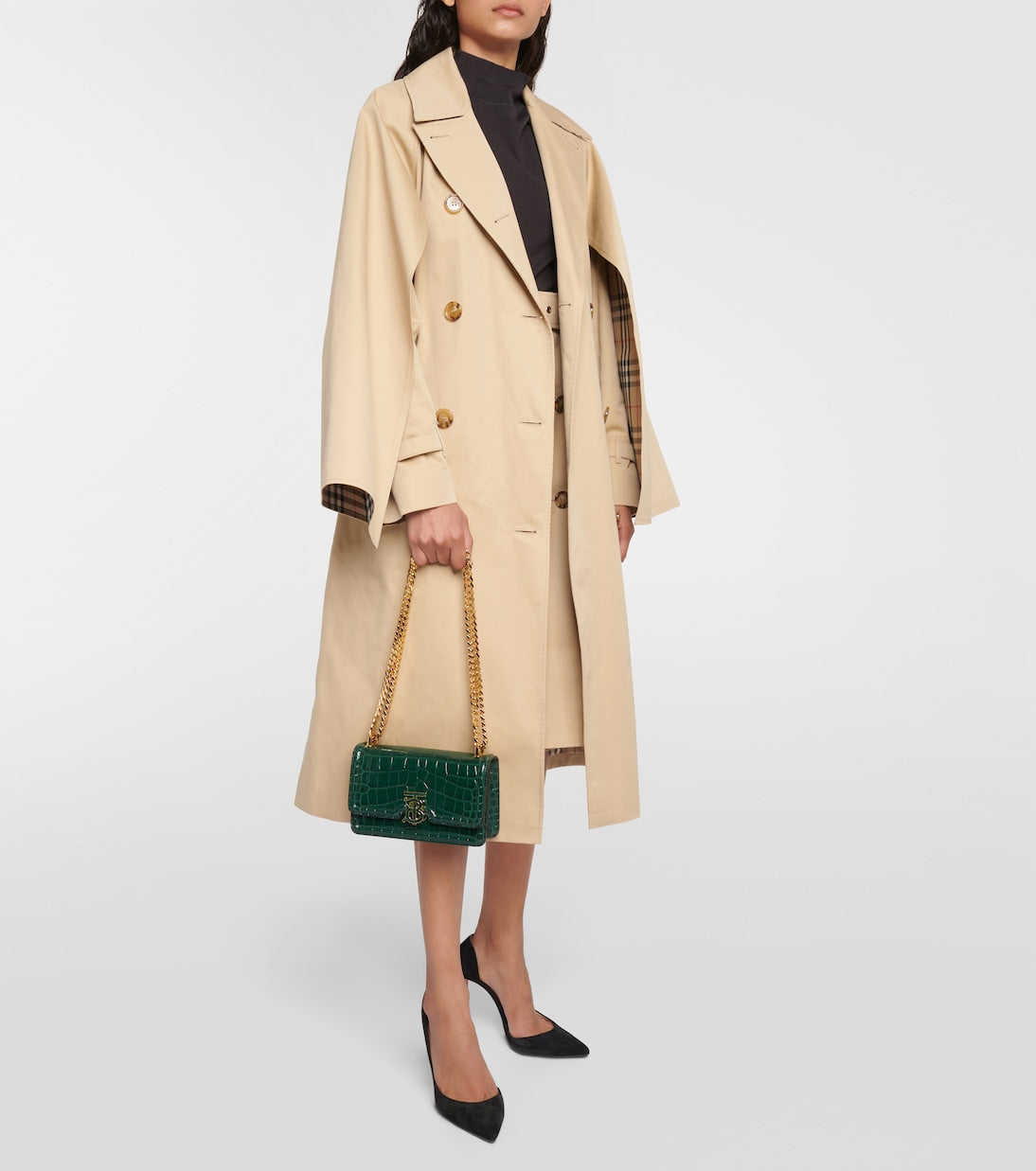 TB Small croc-effect shoulder bag in green - Burberry | iBrandZone