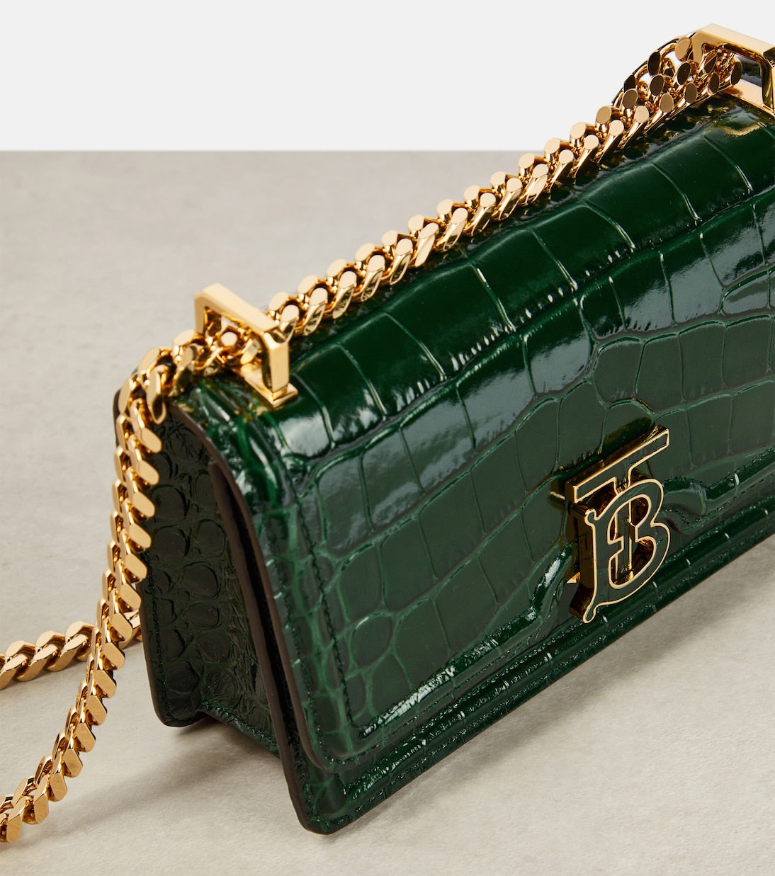 TB Small croc-effect shoulder bag in green - Burberry | iBrandZone