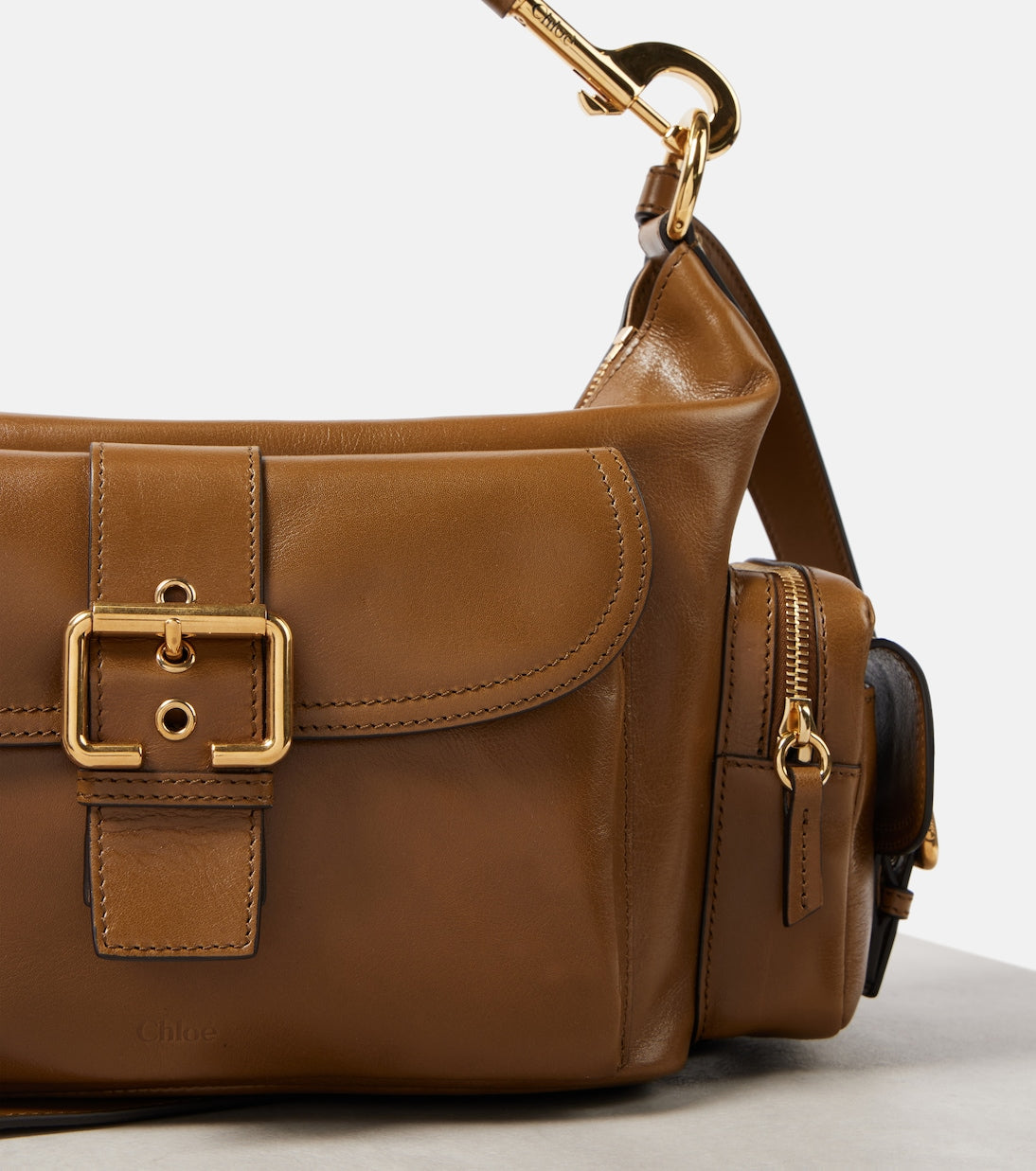 Small leather camera bag in Dark Khaki - Chloe | iBrandZone