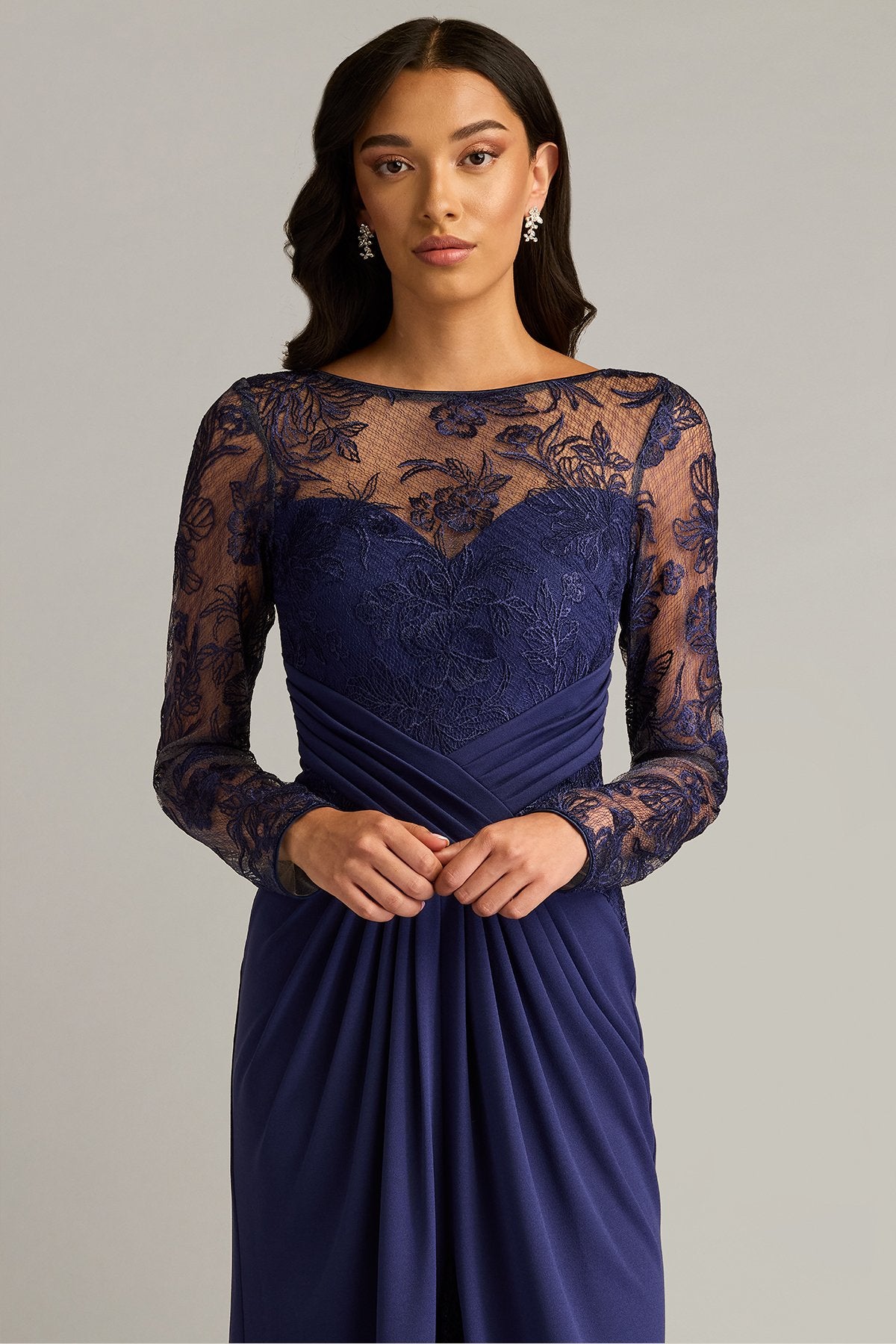 Ravina Embroidered Illusion Gown by Tadashi Shoji - iBrandZone