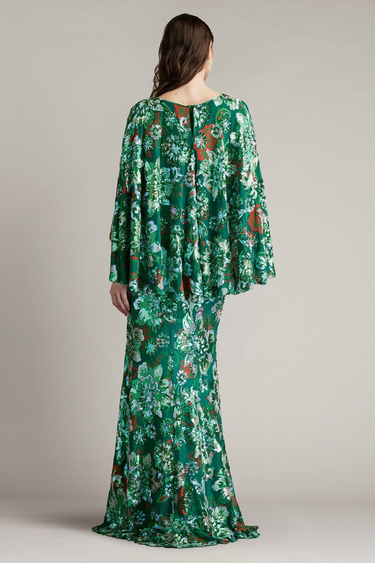 Elil Sequin Tulle Cape Overlay Gown by Tadashi Shoji - iBrandZone
