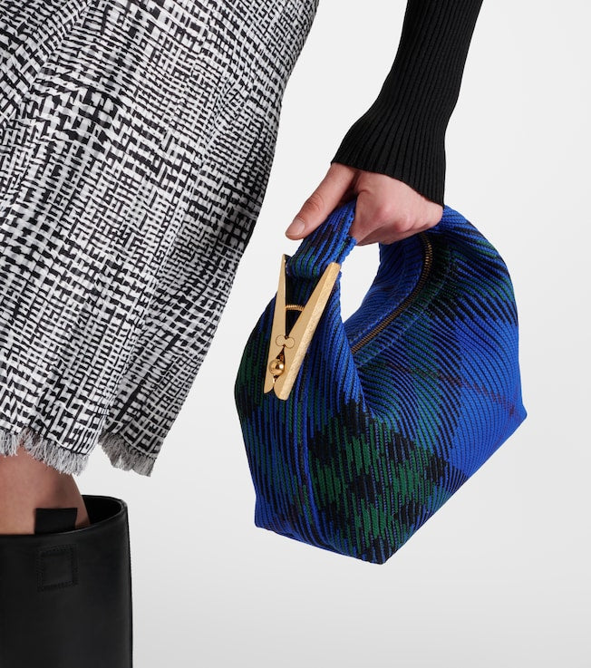 Small jacquard tote bag in blue - Burberry | iBrandZone