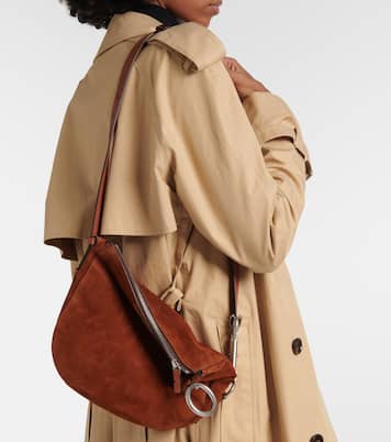 Knight Small suede shoulder bag in red - Burberry | iBrandZone