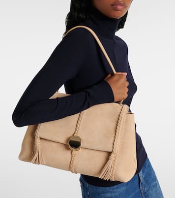 Penelope Medium suede shoulder bag in beige - Chloe | iBrandZone