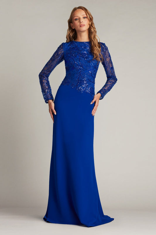 Ren Bead Embroidered Crepe Gown by Tadashi Shoji - iBrandZone