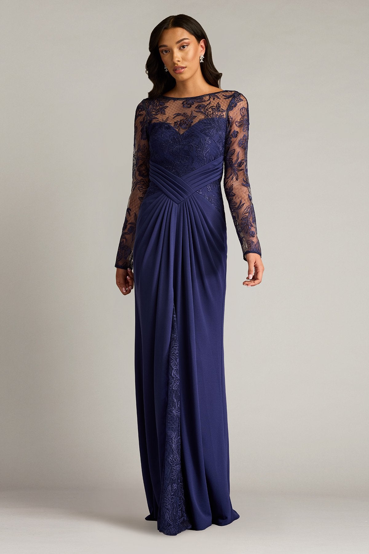Ravina Embroidered Illusion Gown by Tadashi Shoji - iBrandZone