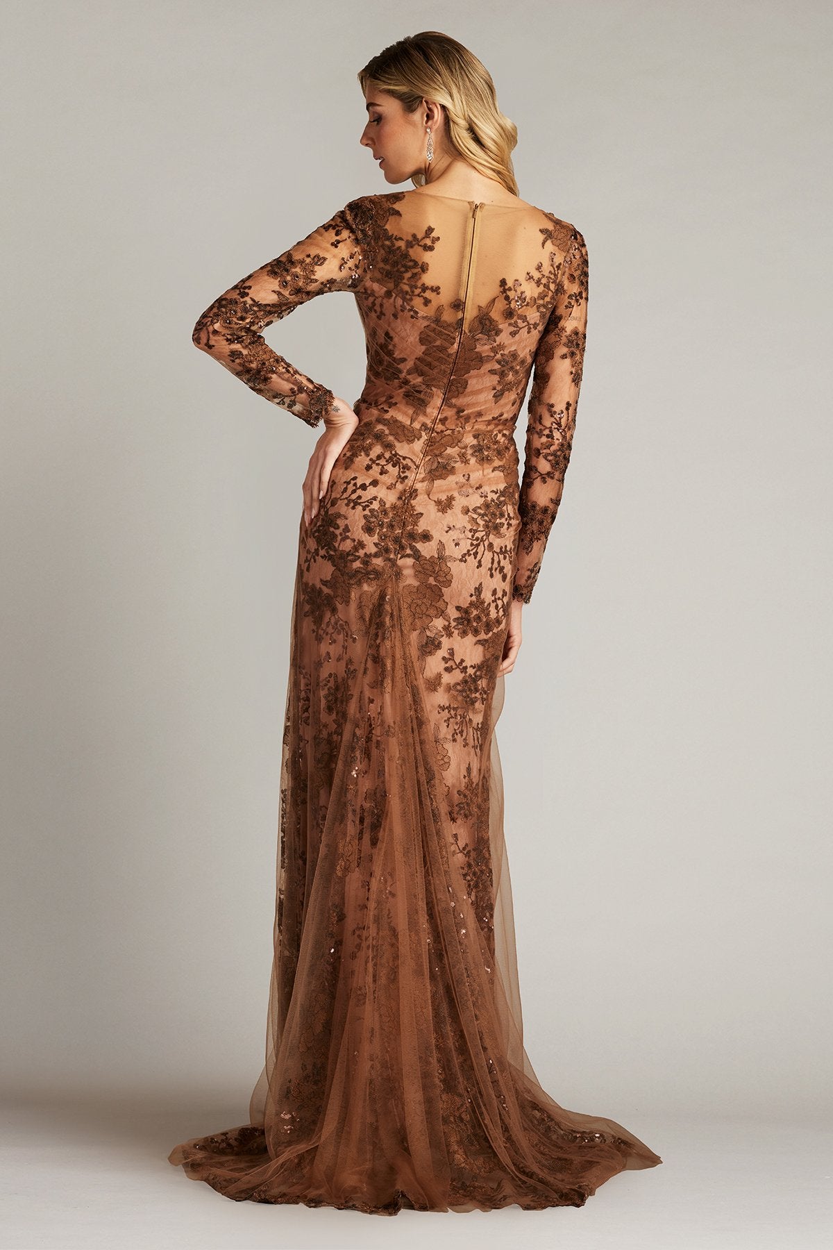 Silvia Embroidered Illusion Gown by Tadashi Shoji - iBrandZone