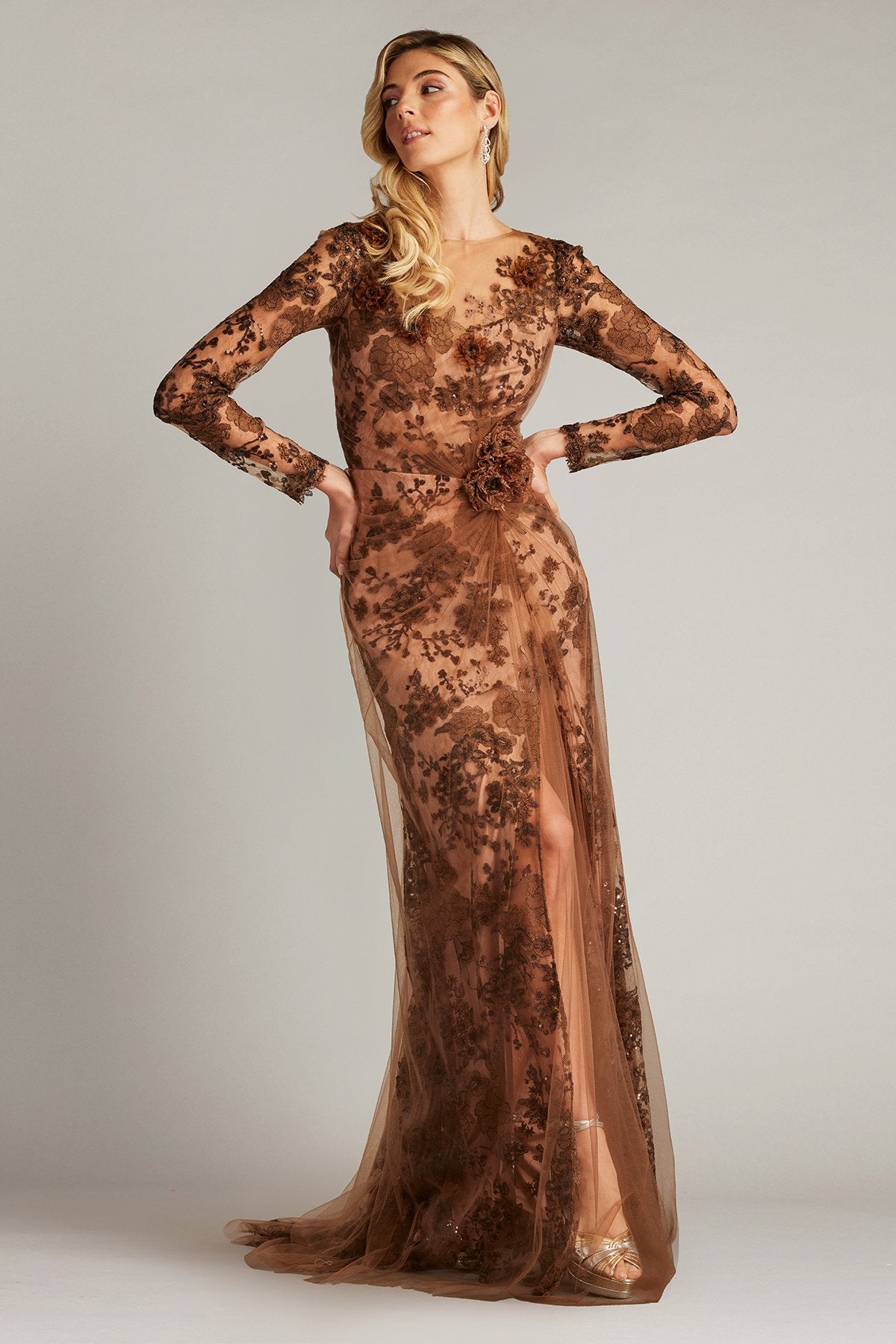 Silvia Embroidered Illusion Gown by Tadashi Shoji - iBrandZone