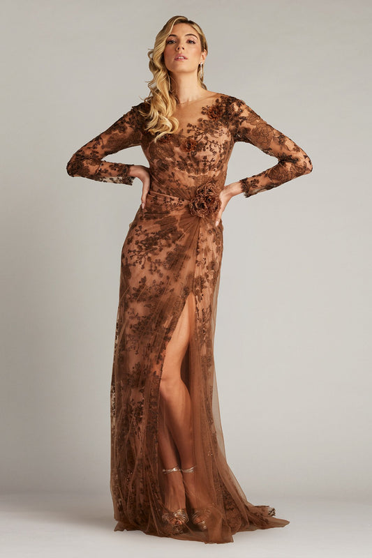 Silvia Embroidered Illusion Gown by Tadashi Shoji - iBrandZone