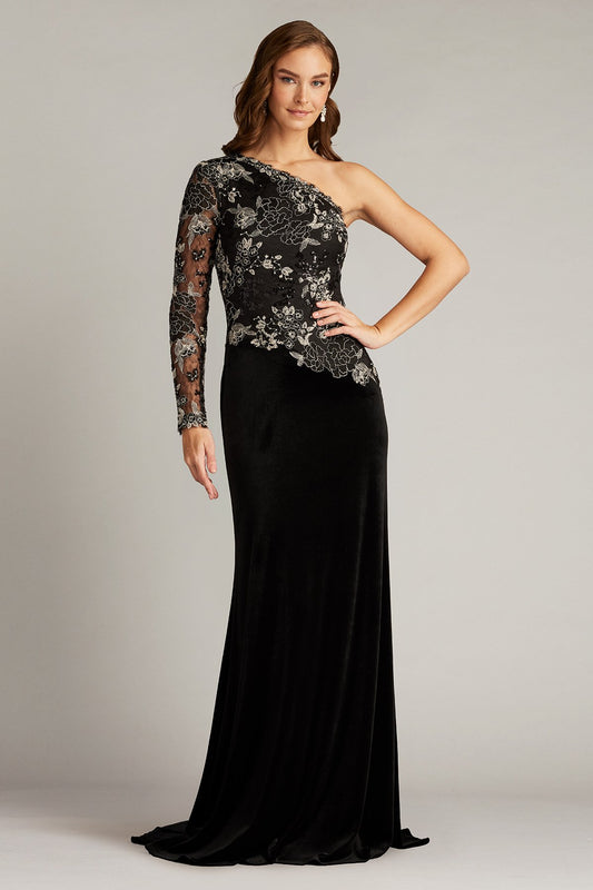 Pisa Embroidered Tulle One Sleeve Gown - iBrandZone