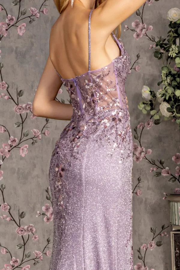 Glitter Crepe Mermaid Dress with Beads & Corset Bodice | GLS Collective