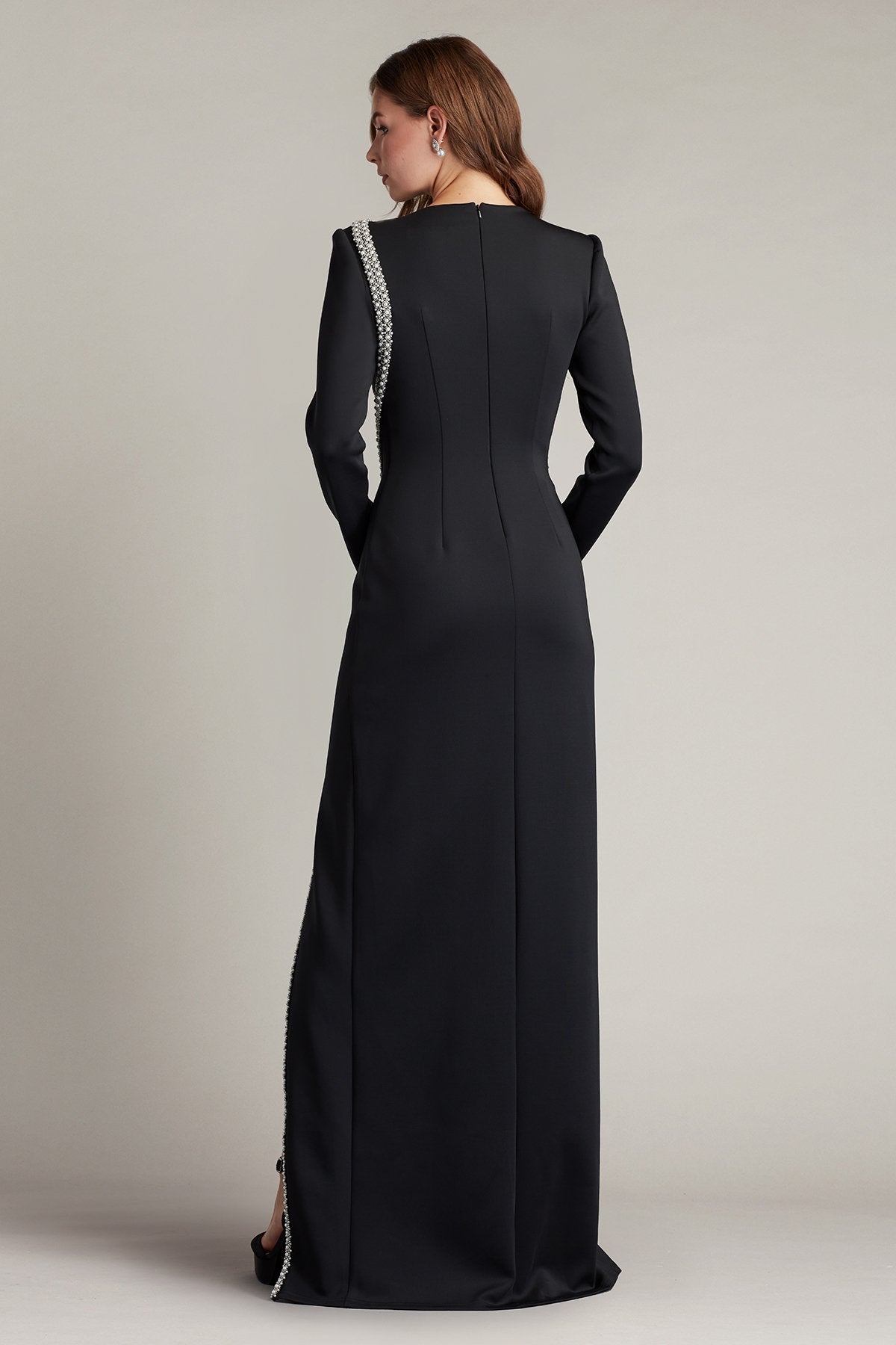 Janae Pearl Trim Peekaboo Gown by Tadashi Shoji - iBrandZone